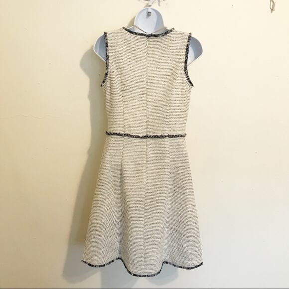 LOFT Boucle White & Blue Fringe Knit Striped Jumper Dress, 0, NWT! - Picture 7 of 9